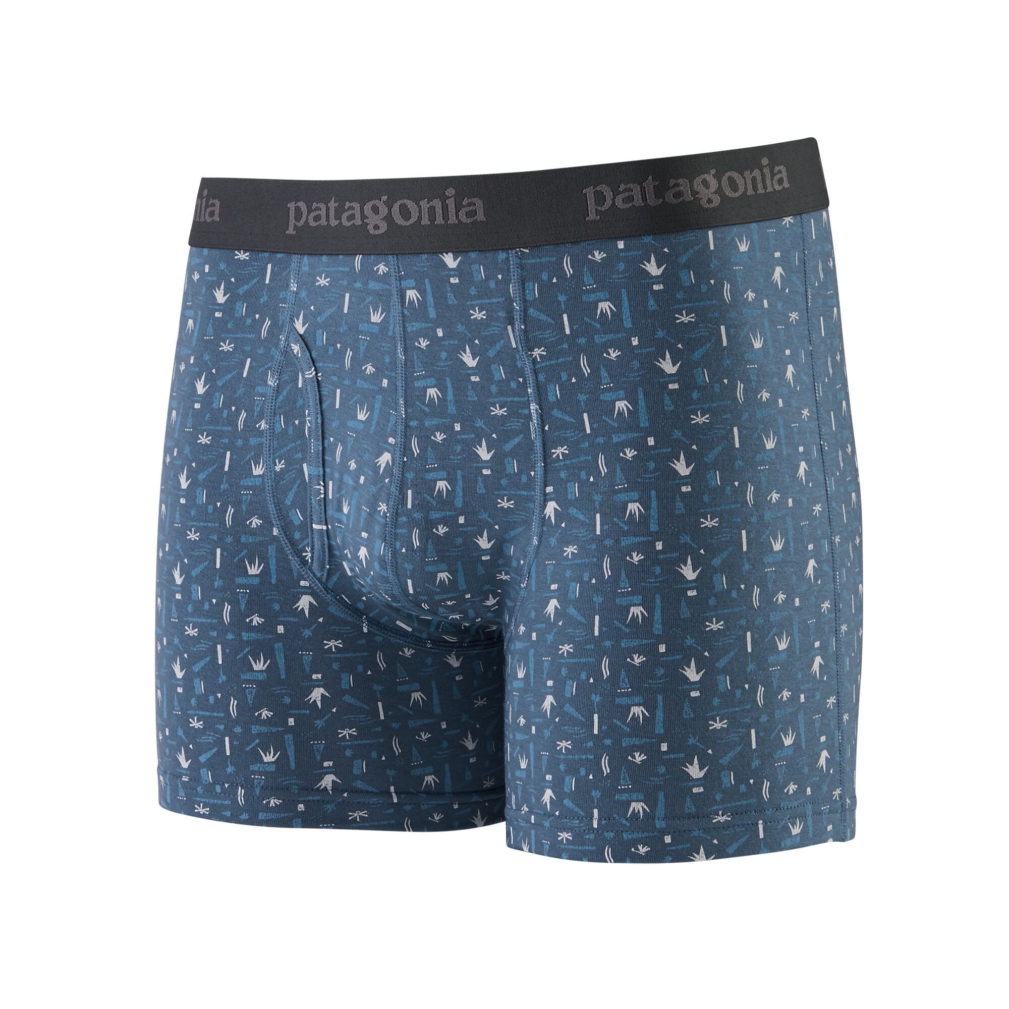 Patagonia Miesten Essential Bokserit Urheiluun - TENCEL-kankaasta, Swamp Stamp Multi: Pigeon Blue / S / 3"