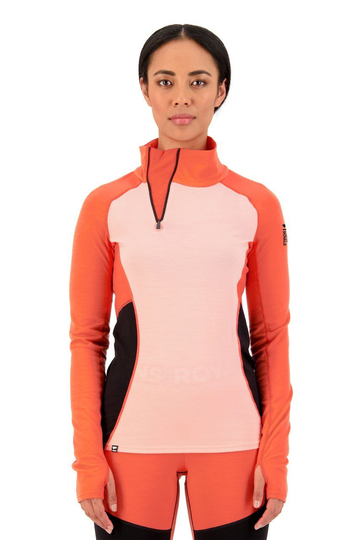 Mons Royale Naisten Olympus 3.0 Half Zip Paita - Merinovillasta, High Vis / S
