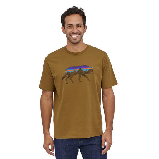Patagonia Miesten Back For Good Luomupuuvilla T-Paita, Mulch Brown w/Wolf / S