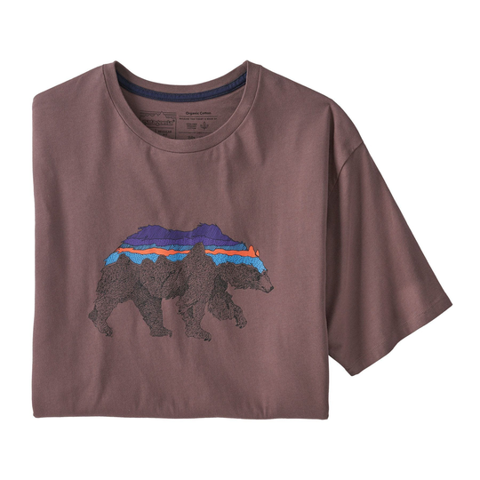 Patagonia Miesten Back For Good Luomupuuvilla T-Paita, Dusky Brown w/Bear / M