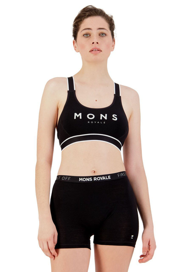 Mons Royale Stella X-Back Urheilurintaliivit - Merinovillaa, Black / XS