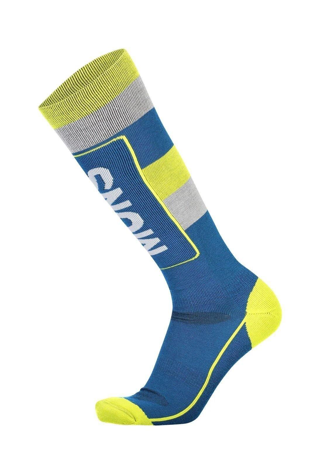 Miesten tekniset sukat - Mons Tech Cushion Sock - Merinovillasta, Oily Blue/ Grey/ Citrus / S (39-41)