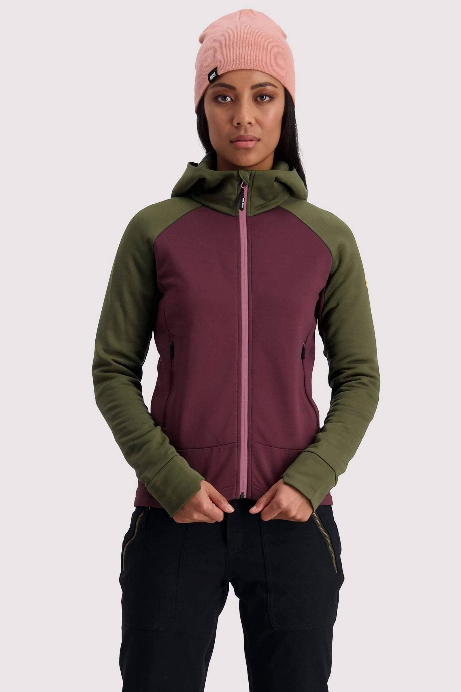 Naisten Nevis Wool Fleece-huppari - Merinovillaa, Blackberry / Canteen / S