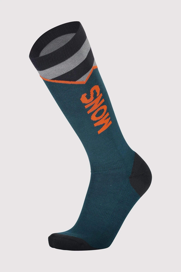 Mons Royale Miesten Merinovillasukat - Lift Access Sock, Atlantic / Orange Smash / L (45-47)