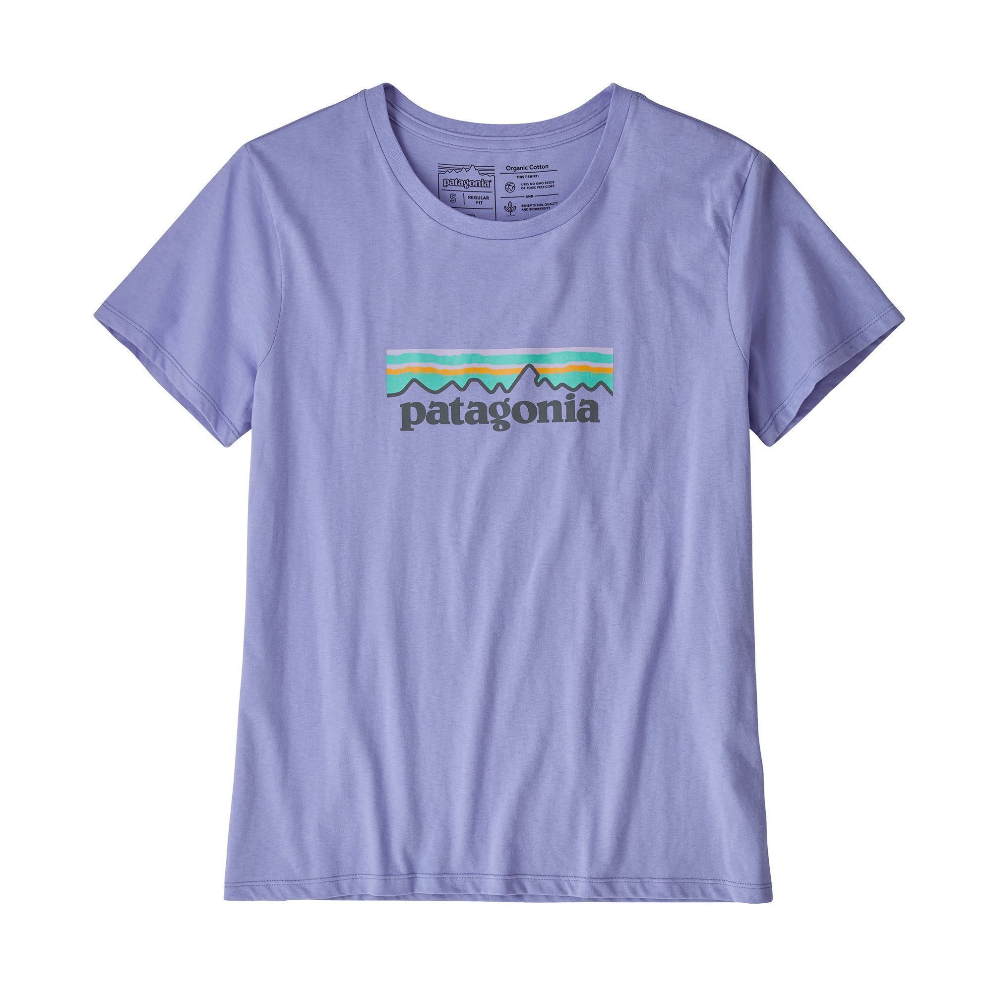 Patagonia Pastel P-6 Logo Organic Cotton Crew T-Paita - Luomupuuvilla, Light Violet Blue / M