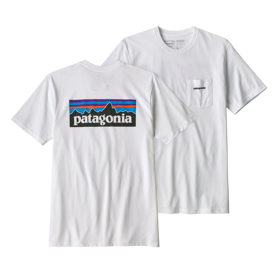 Patagonia Miesten P-6 Logo Pocket Responsibili-Tee® T-Paita - Kierrätettyä puuvillaa & polyesteria, White / S