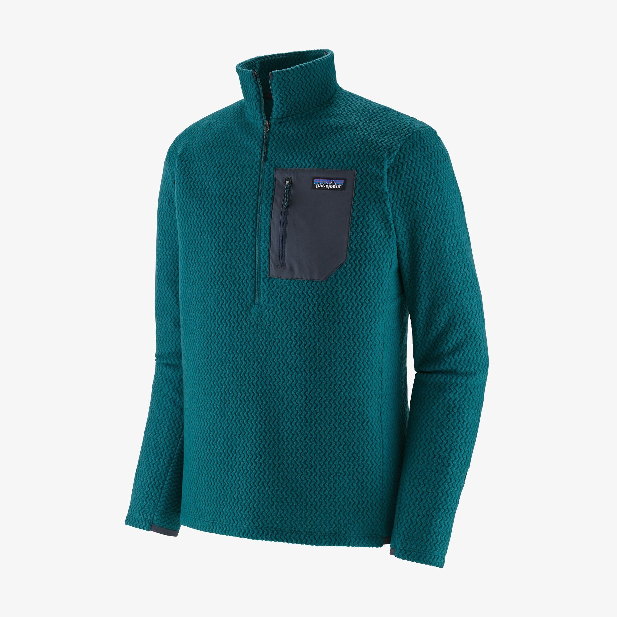 Patagonia Men's R1 Air Zip-Neck - Recycled Polyester, Dark Borealis Green / L
