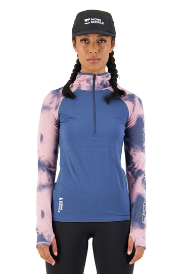 Mons Royale Naisten Women's Bella Tech Huppari - Merinovillaa, Denim Tie Dye / XL