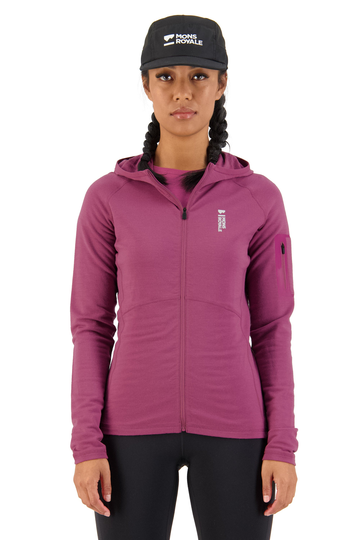 Mons Royale Naisten Ascend Midi Full Zip Huppari - Merinovillaa, Berry / S