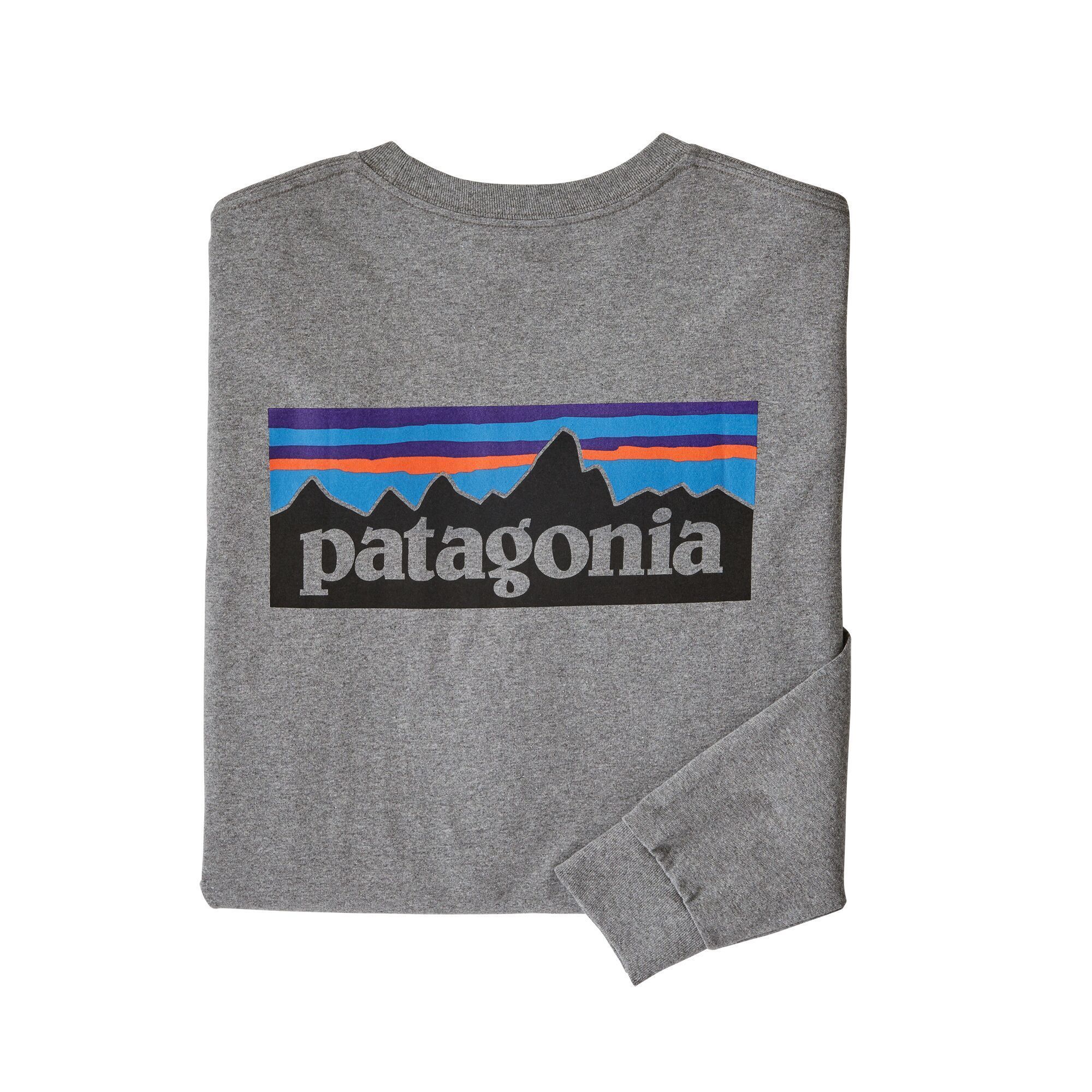 Patagonia Miesten Pitkähihainen P-6 Logo Responsibili-Tee® T-paita, Gravel Heather / S
