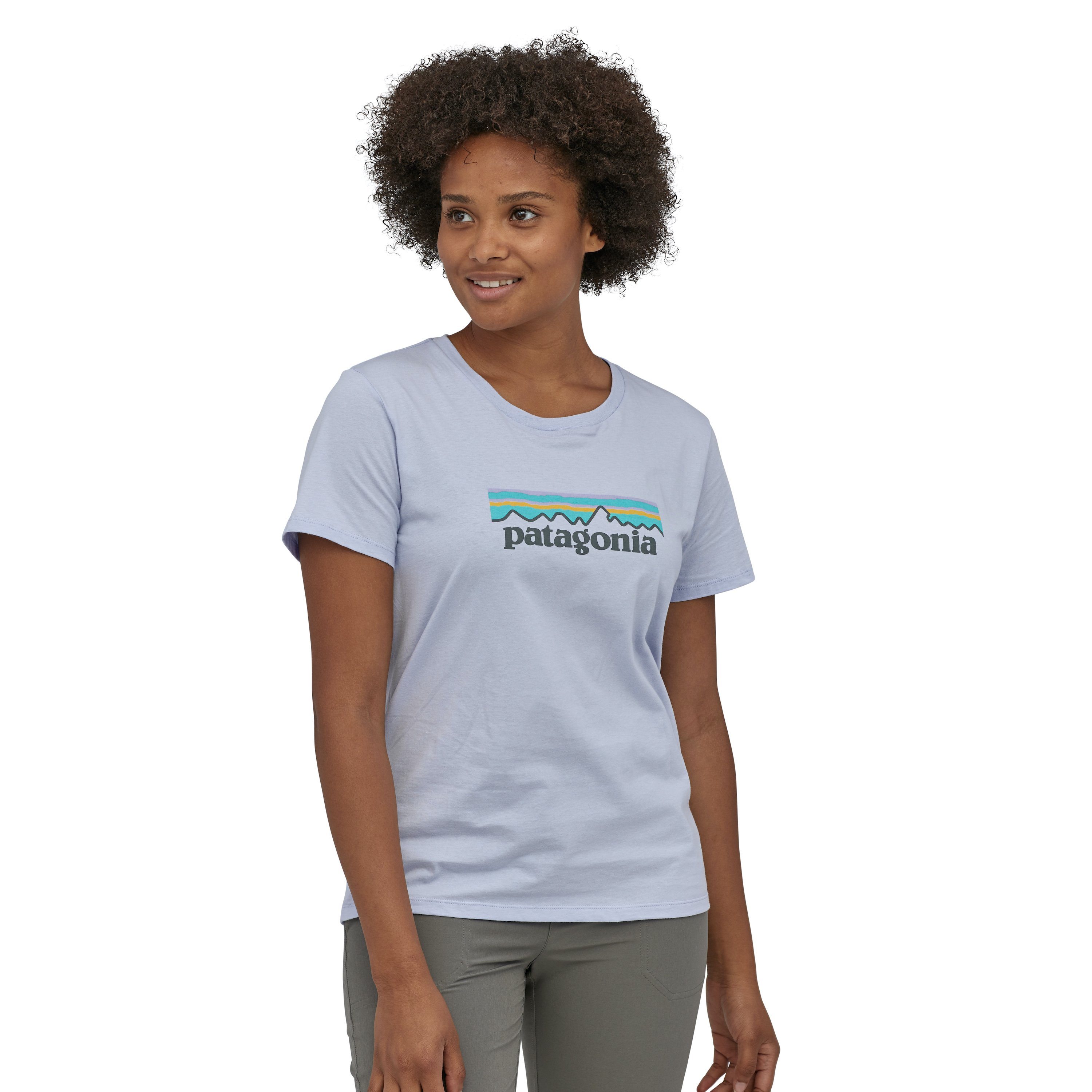 Patagonia Pastel P-6 Logo Organic Cotton Crew T-Paita - Luomupuuvilla, Beluga / S