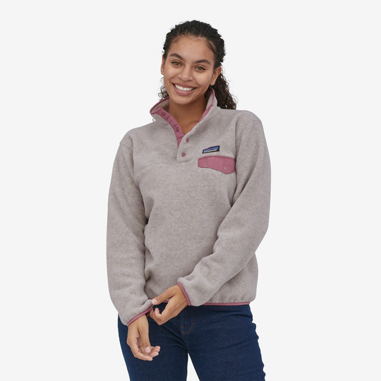 Patagonia Naisten Synchilla® Snap-T® Fleece - Kierrätetystä Polyesterista, Oatmeal Heather w/Light Star Pink / XS