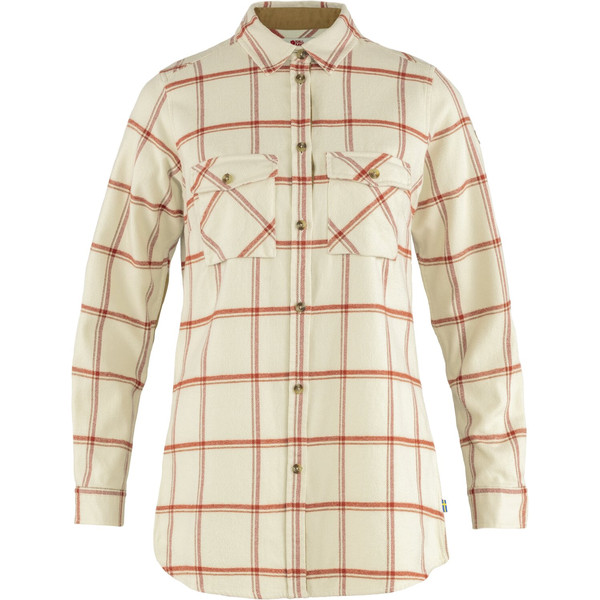 Fjällräven Övik Twill Shirt Ls W - Chalk White-cabin Red - Naiset - L