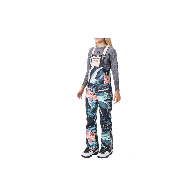 Rip Curl Belle Snow Bib Pants, naisten ulkoiluhousut, kukkakuvio