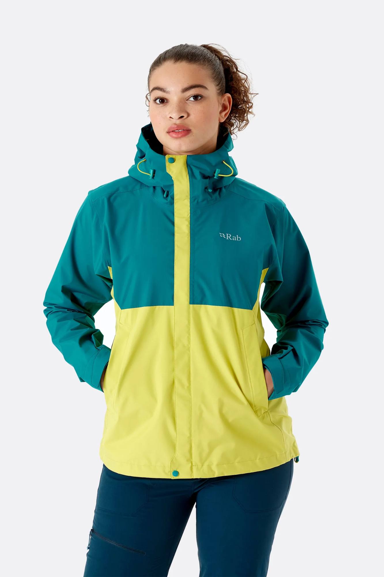 Downpour Eco Jacket Women Turkoosi/Keltainen 12