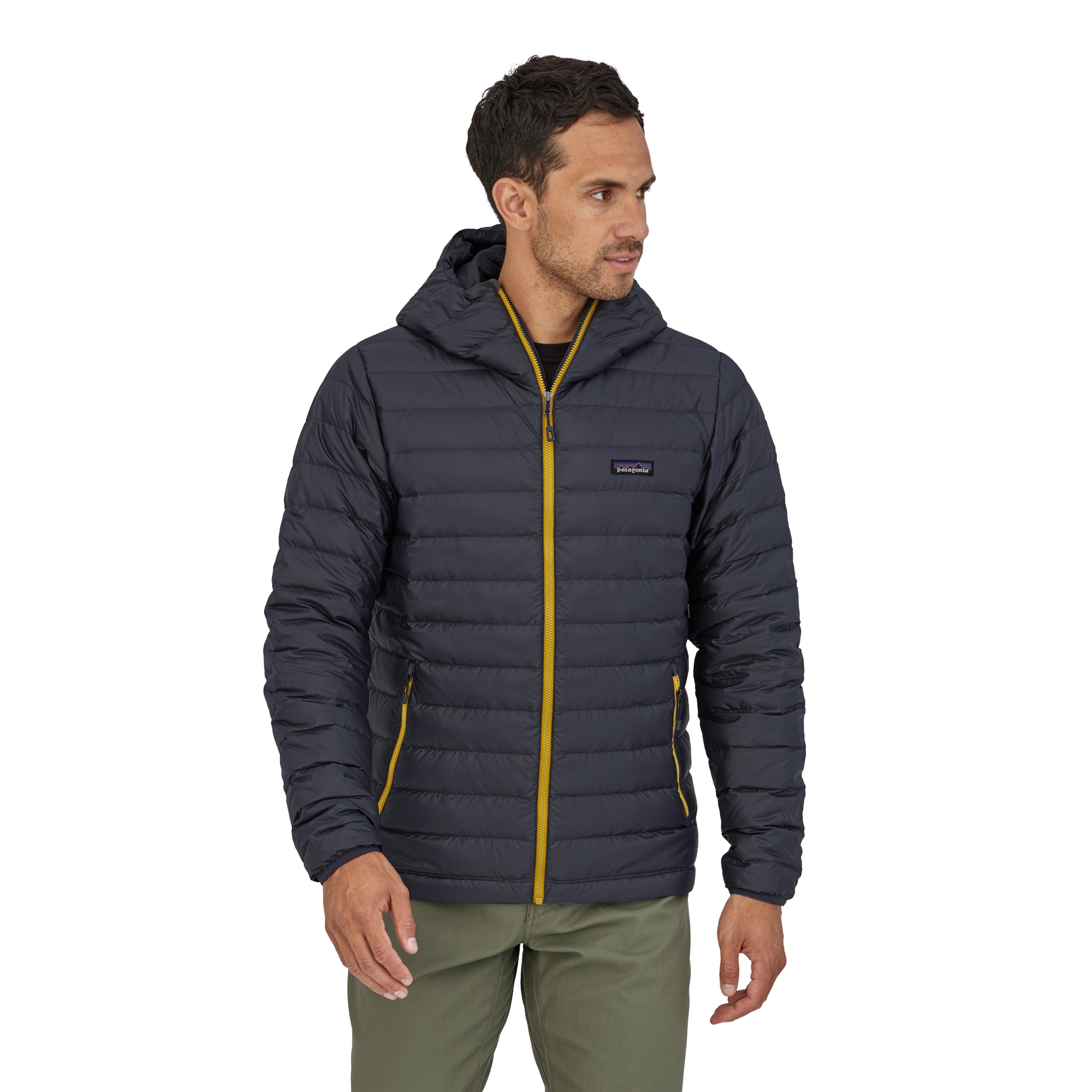 Miesten Down Sweater Hoody - Hupullinen untuvatakki, Smolder Blue w/Textile Green / M