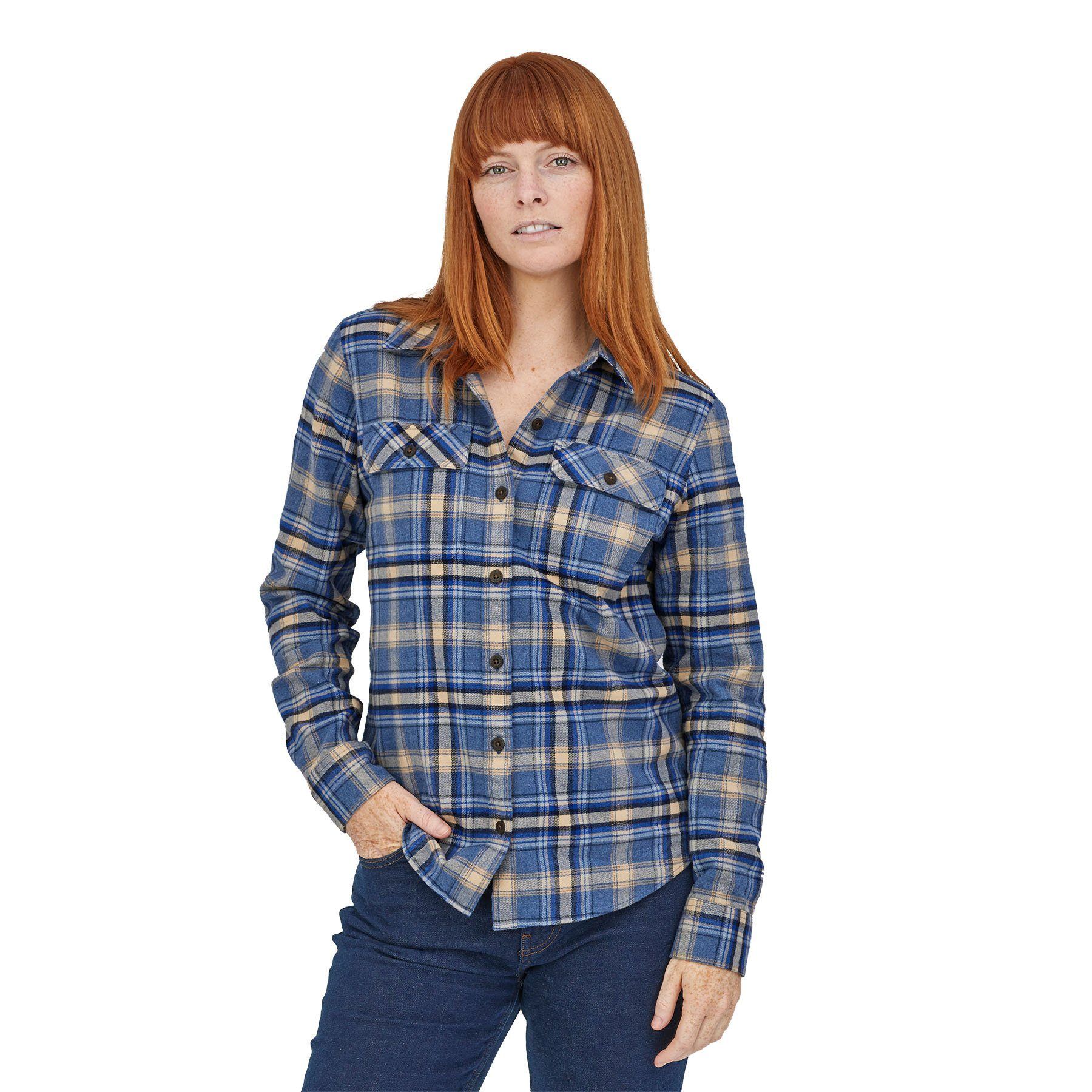 Patagonia Women's L/S Organic Cotton MW Fjord Flannel Shirt, Ice Fjord: Dolomite Blue / XS