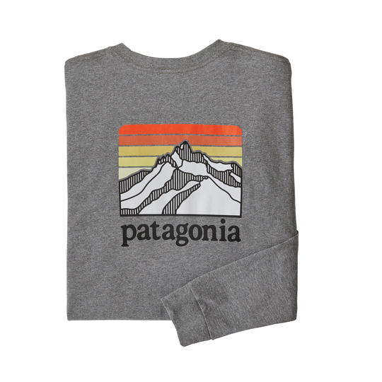Patagonia Miesten pitkähihainen Line Logo Ridge paita - Kierrätettyä puuvillaa & polyesteria, Gravel Heather / S