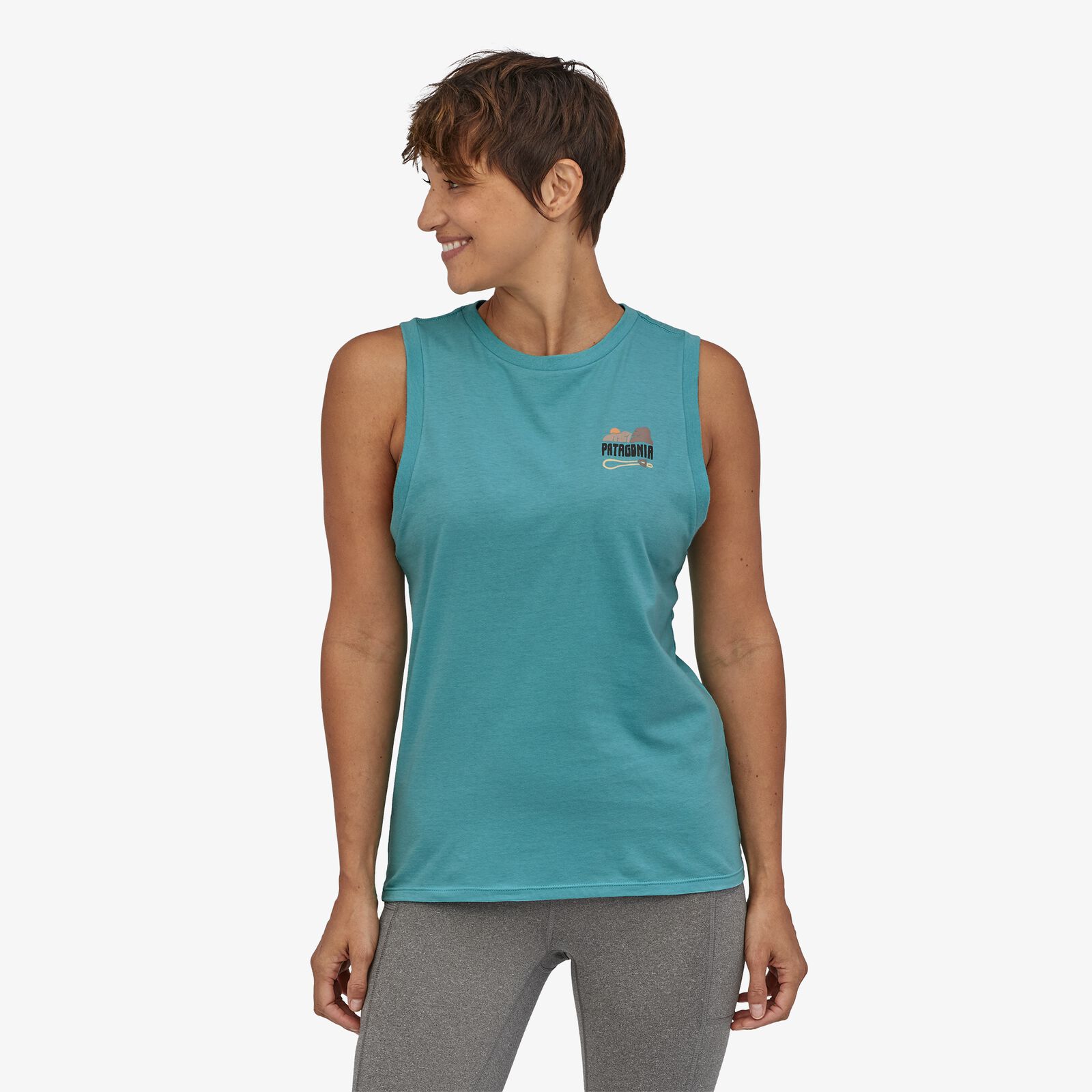 Patagonia Naisten Save the Splitters Organic Cotton Muscle Toppi, Iggy Blue / XS