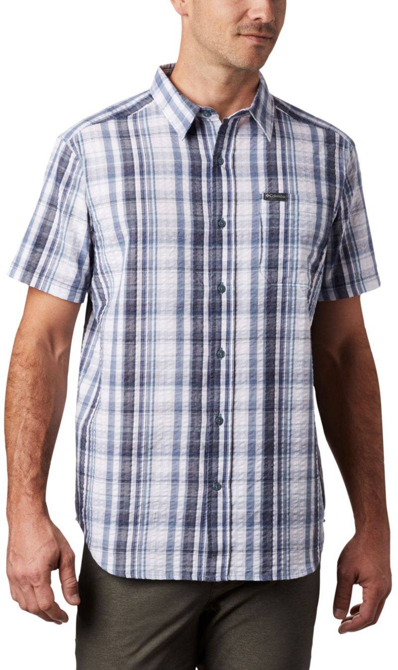 Men's Brentyn Trail Short Sleeve Seersucker Shirt Tummansininen L