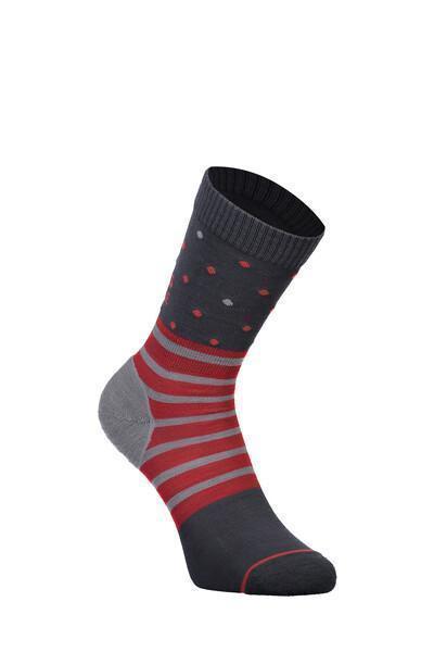 Mons Royale Naisten Merinosukka - All Rounder Crew Sock, Poppy / Charcoal / 35-37