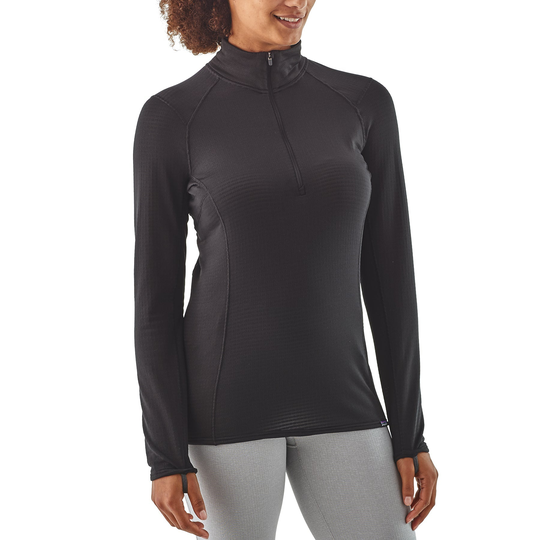 Patagonia Naisten Capilene® Thermal Weight Zip-Neck kerrastopaita - Kierrätettyä polyesteria, Black / XS