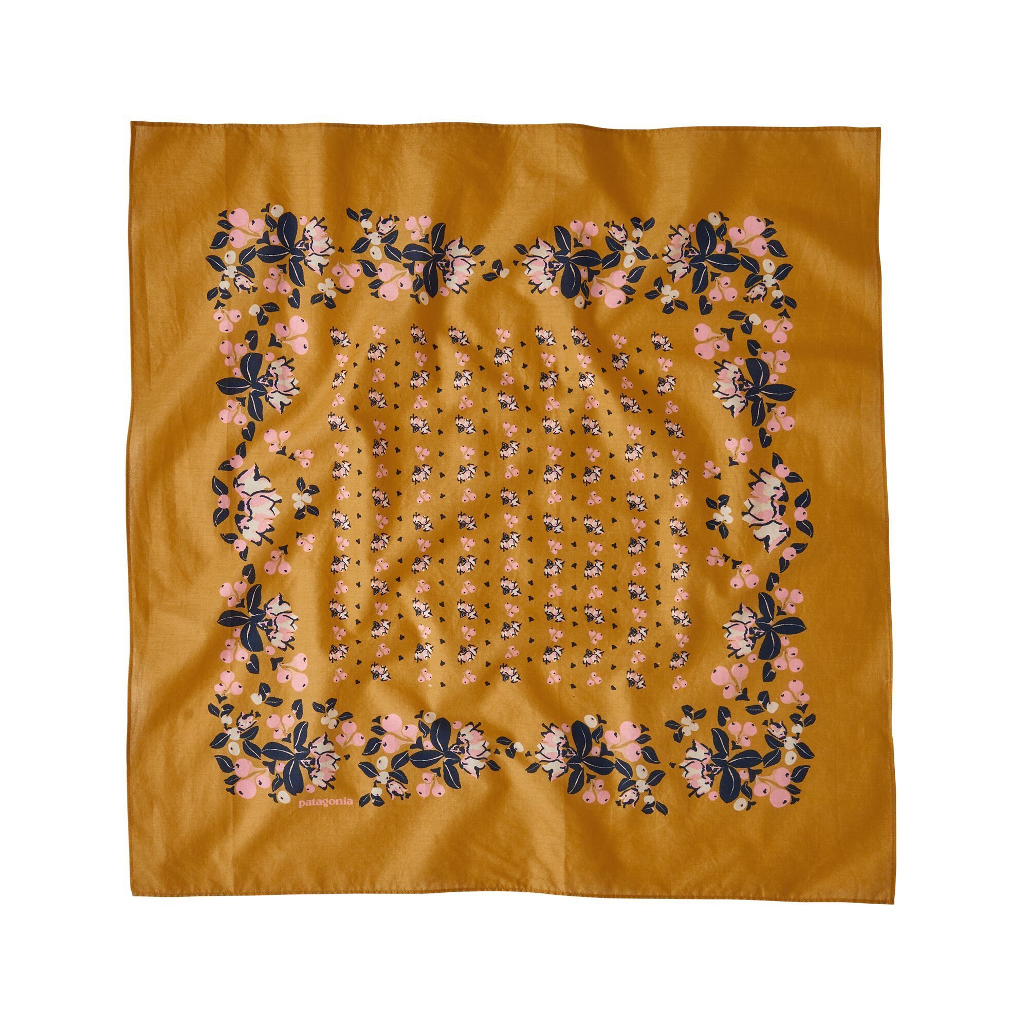 Patagonia Bandana - 100 % luomupuuvillahuivi, Mountain Cranberry Bandana: Glyph Gold