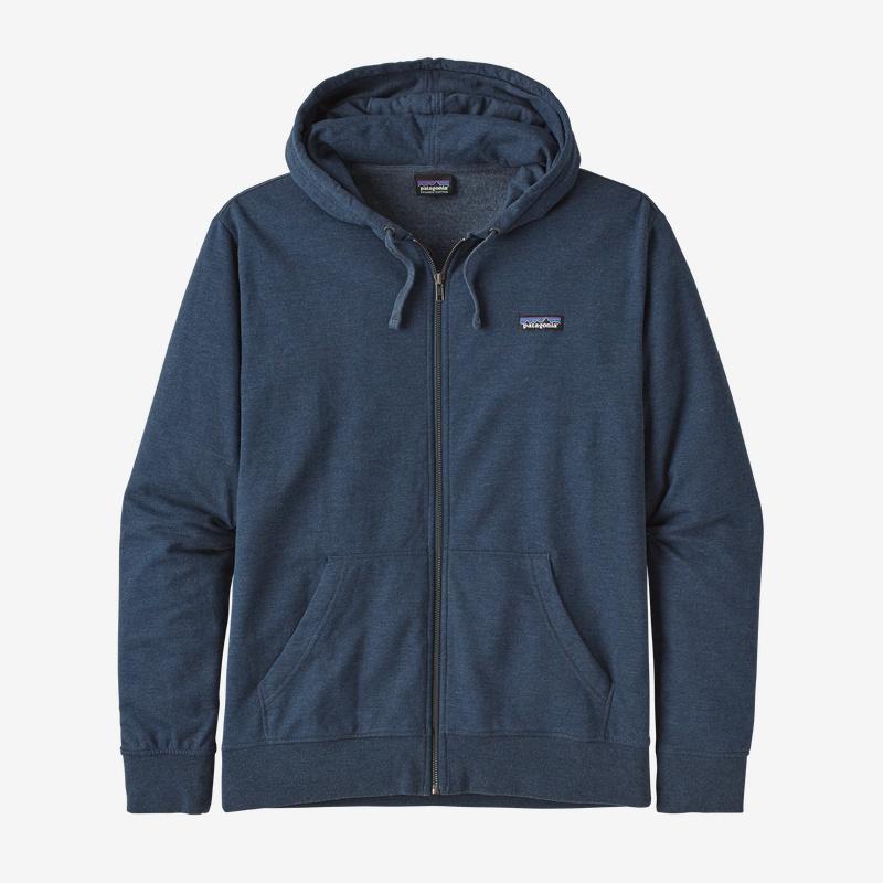 Miesten Patagonia P-6 Label vetoketjullinen huppari luomupuuvillasta, Stone Blue / XS