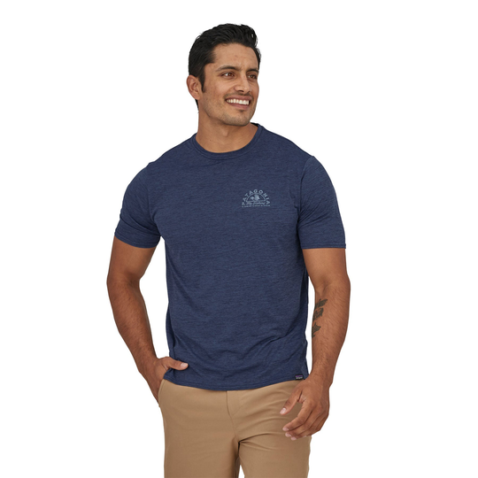 Patagonia Miesten Capilene® Cool Daily Printti T-paita, Hatch Hour: New Navy X-Dye / XL