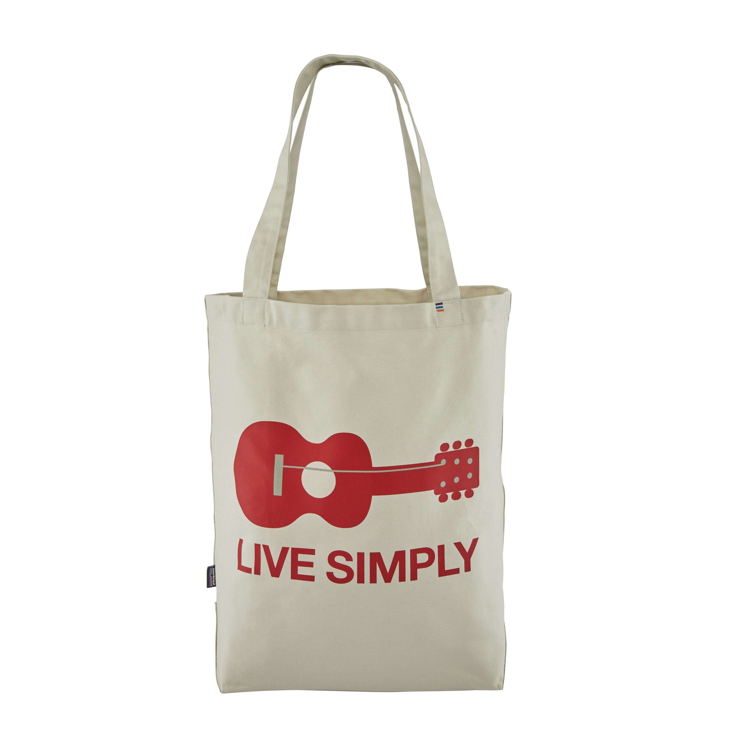 Patagonia Market Tote Kangaskassi Luomupuuvillasta, Live Simply Guitar: Bleached Stone
