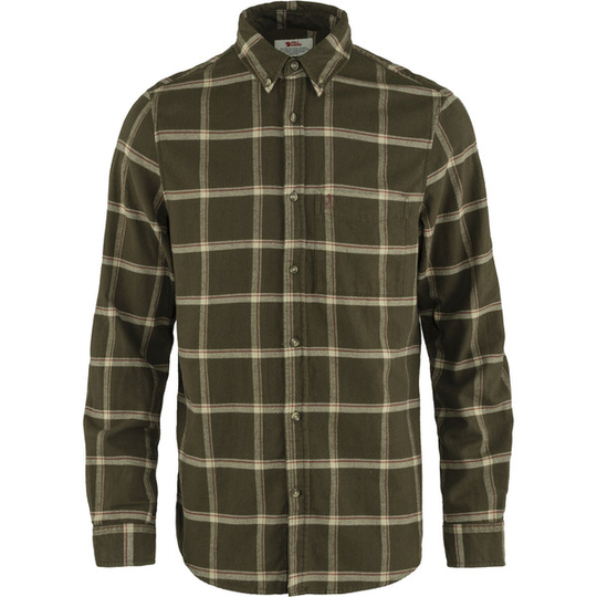Fjällräven Övik Comfort Flannel Shirt M - Dark Olive-sand Stone - Miehet - M