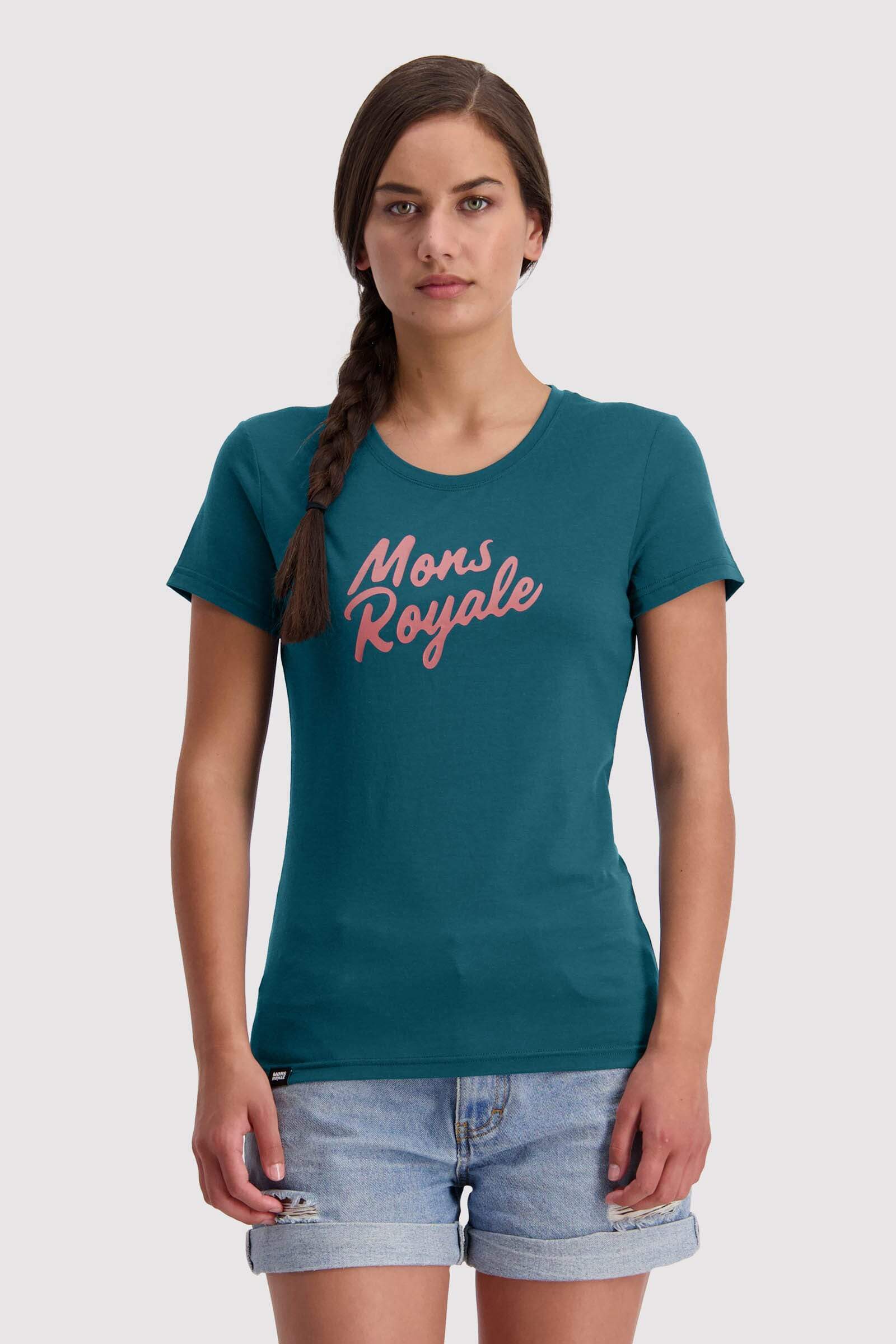 Mons Royale Naisten Icon T-paita merinovillasta, Deep Teal / S