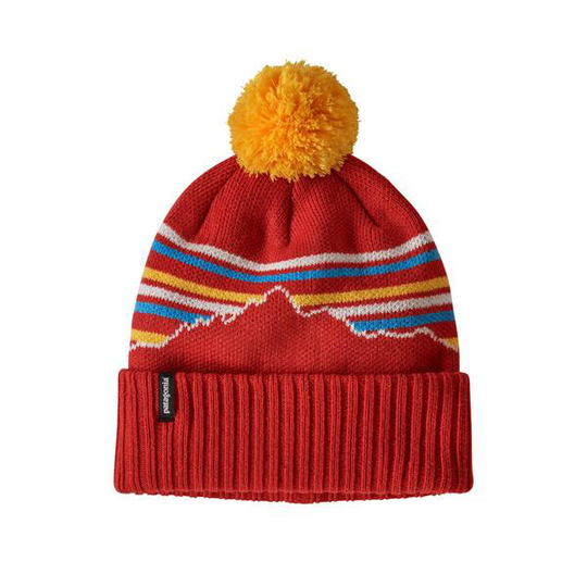 Patagonia Powder Town Beanie - pipo tupsulla - 100% kierrätetystä polyesterista, Fitz Roy Retro Stripe Knit: Hot Ember