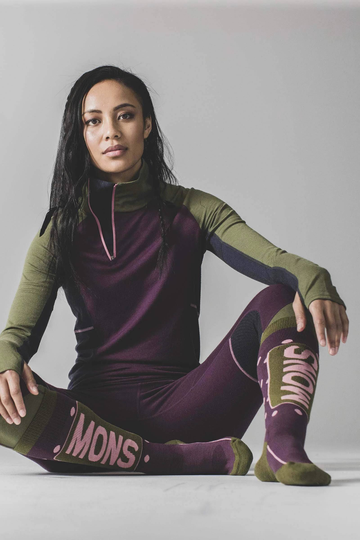Olympus 3.0 W Legging Tummanpunainen/Vihre XS