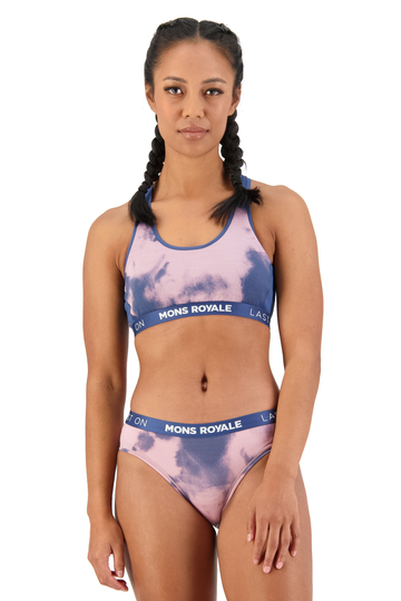 Mons Royale Sierra Urheilurintaliivit - Merinovillaa, Denim Tie Dye / XS
