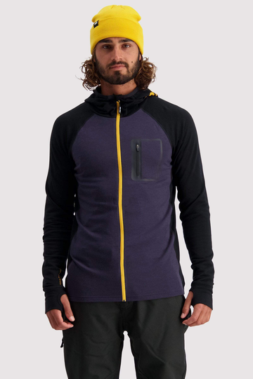 Mons Royale Miesten Traverse Midi Vetoketjullinen Merinohuppari, 9 Iron / Gold / S
