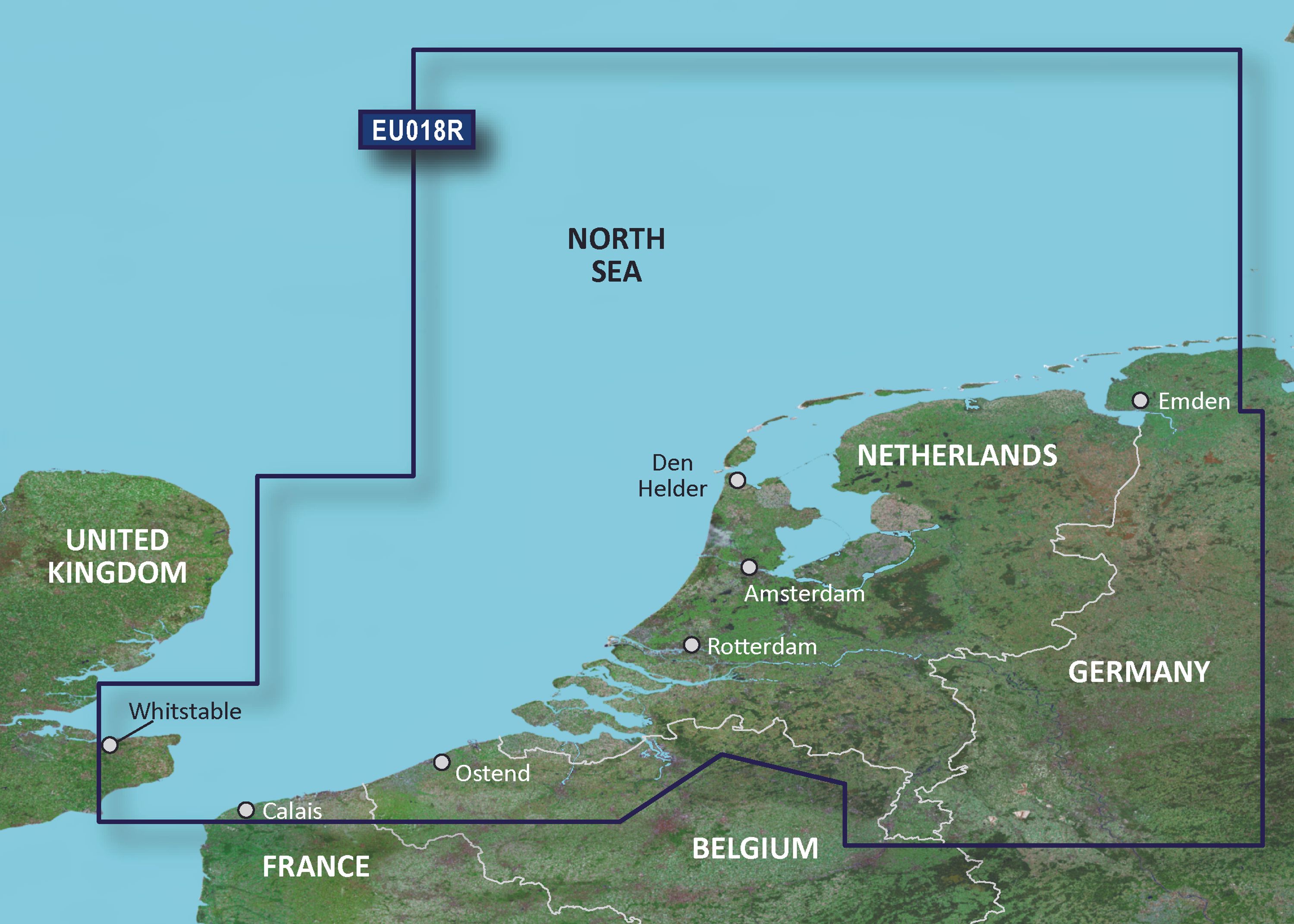 Bluechart g3 vision kartat, veu018r benelux offshore and inland waters