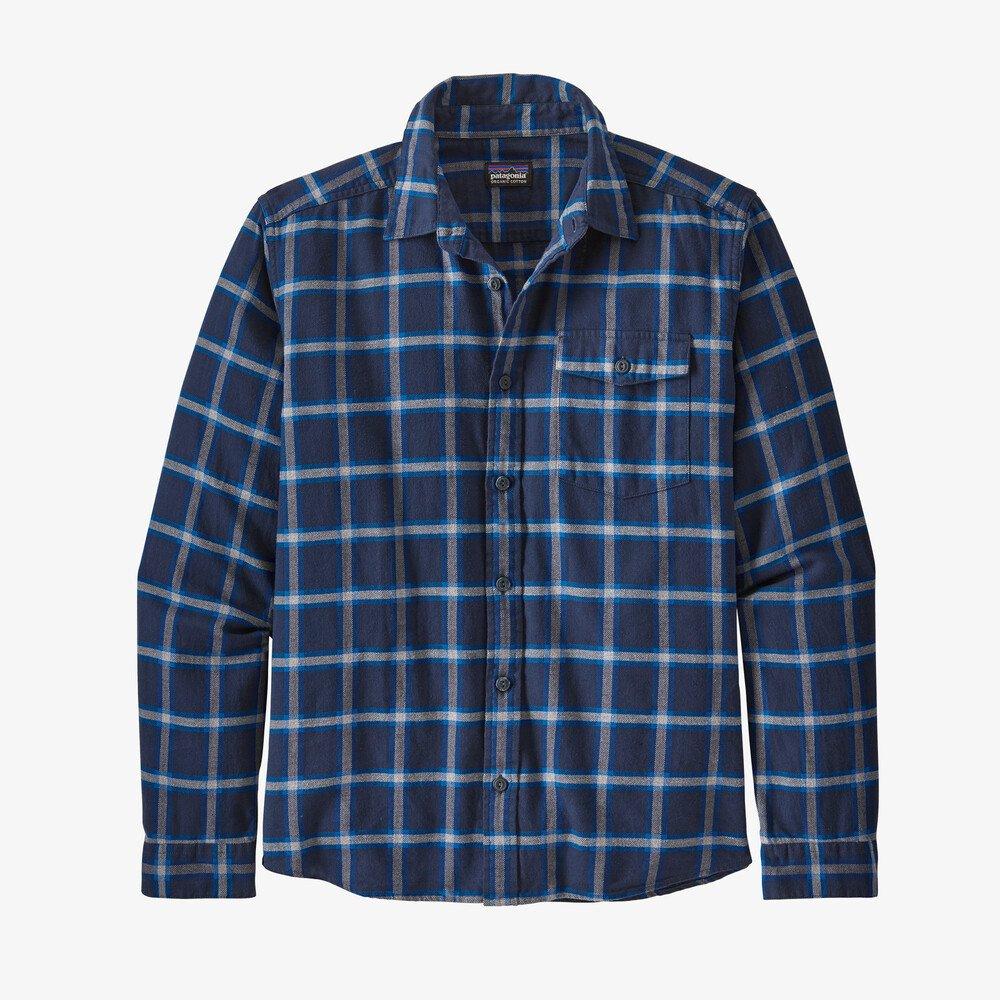 Patagonia Miesten Pitkähihainen Kevyt Fjord Flanellipaita - 100% Luomupuuvillaa, Grange: New Navy / S