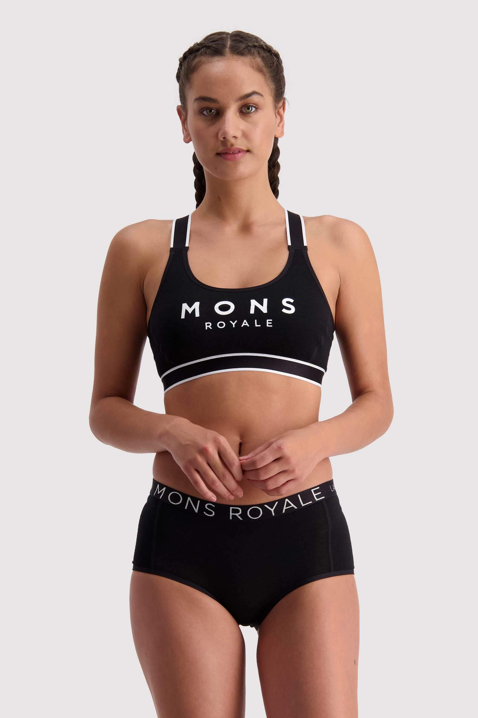 Mons Royale Stella X-Back Urheilurintaliivit - Merinovillaa, Black / XS