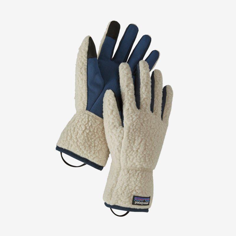 Naisten Patagonia Retro Pile Gloves – lämpimät fleecehanskat, Pelican / S