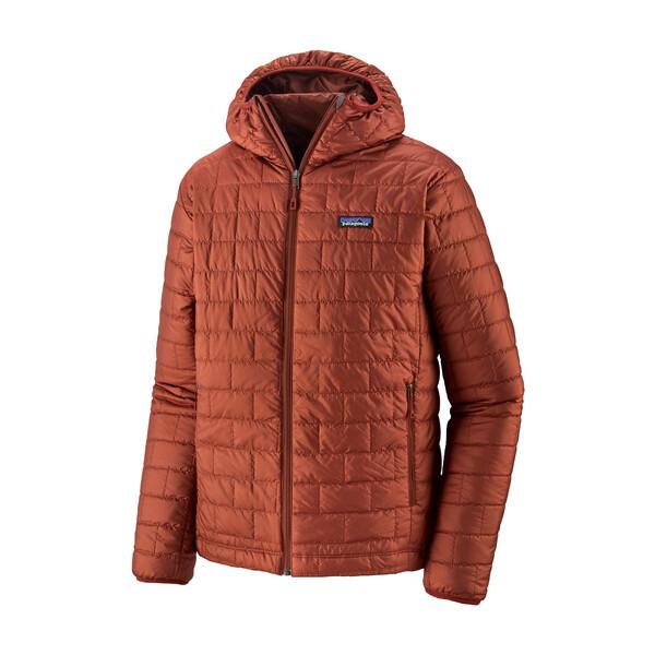 Miesten Nano Puff® Hupullinen Toppatakki - Kierrätetty Polyesteri, Barn Red / S