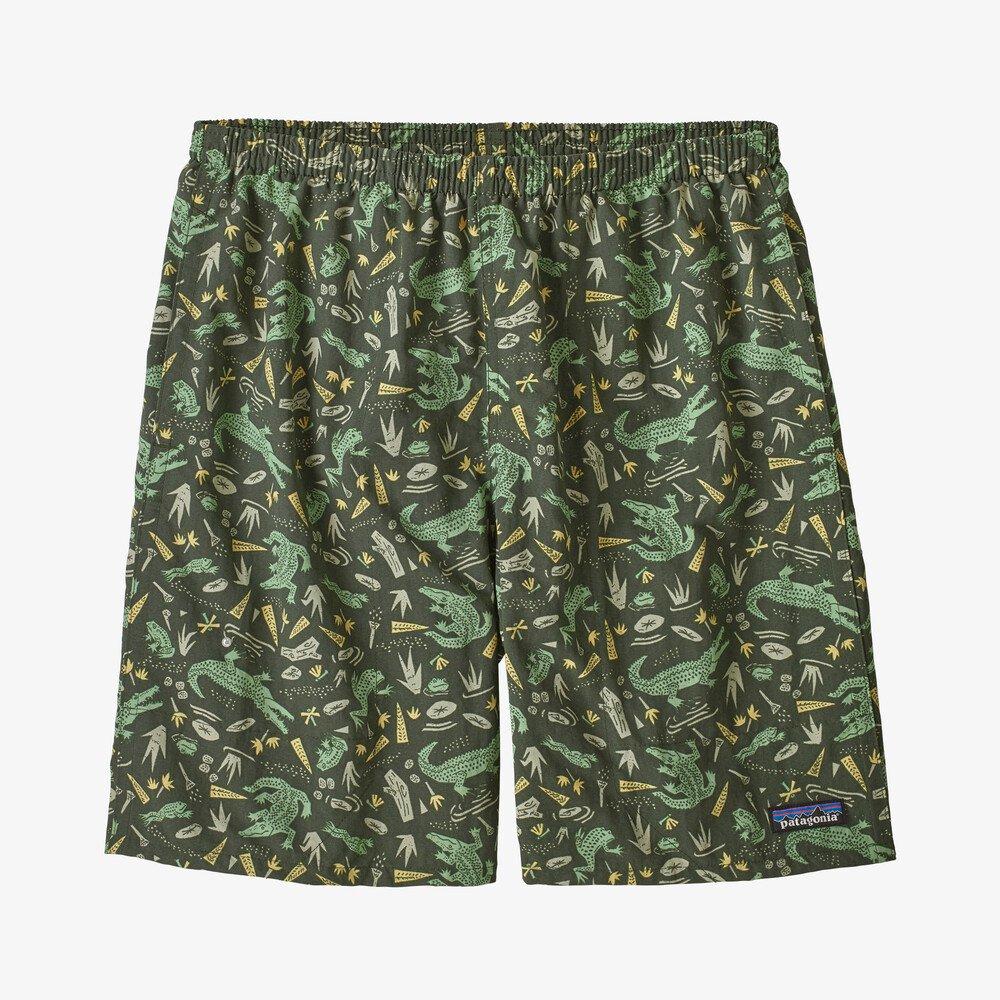 Patagonia Men's Baggies Longs -shortsit - 7" - Kierrätettyä nylonia, Alligators and Bullfrogs: Kale Green / S