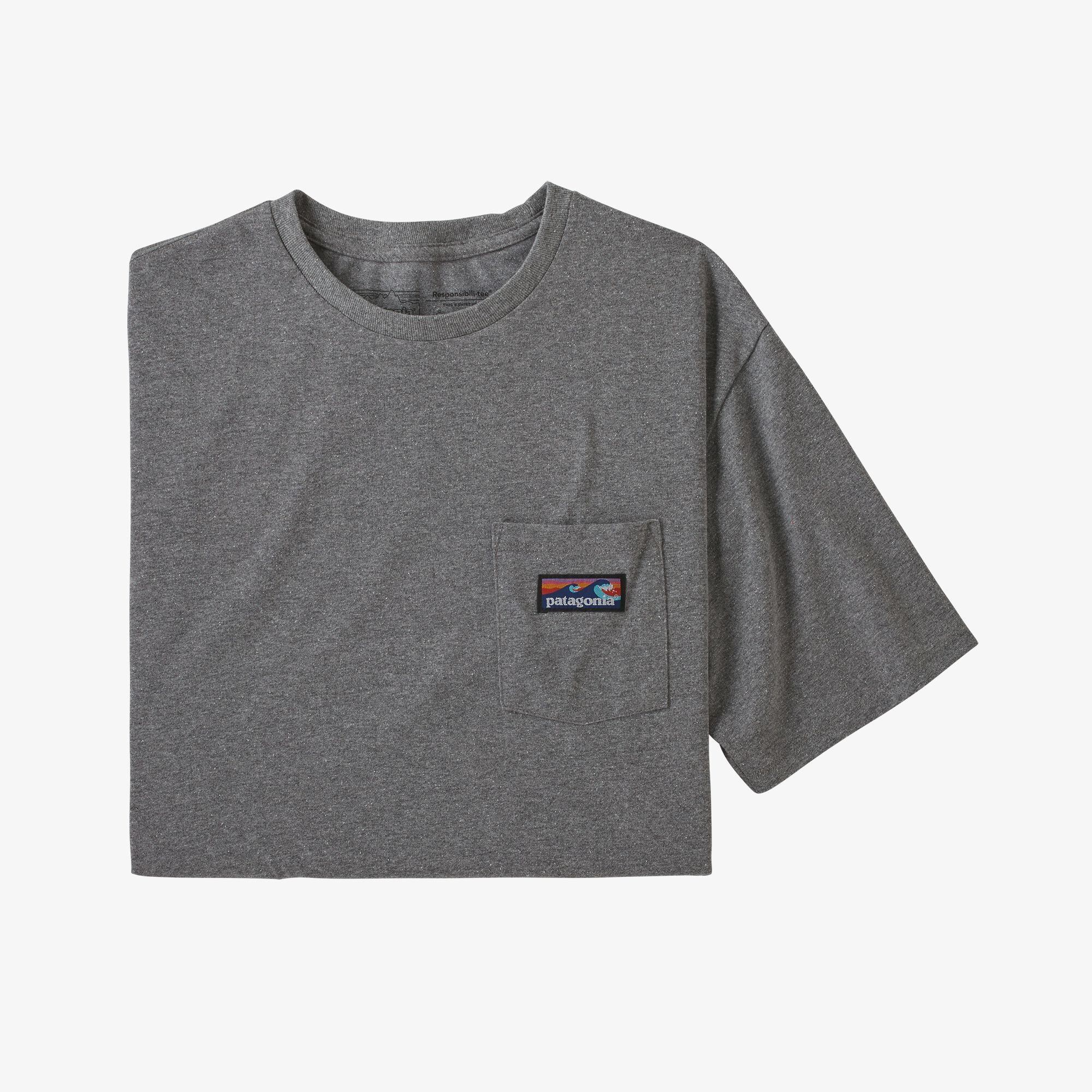 Patagonia Men's Boardshort Label Pocket Responsibili-Tee - Bluesign Approved Fabric, Gravel Heather / S