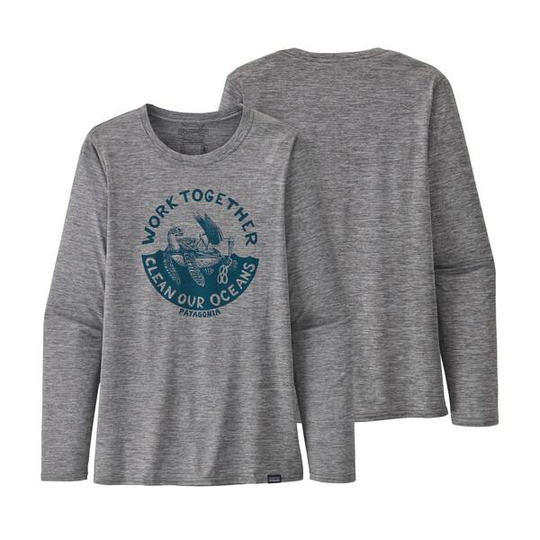Patagonia Naisten Pitkähihainen Capilene® Cool Daily Graphic Paita, Work Together: Feather Grey / M