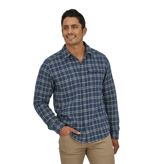 Patagonia Miesten L/S LW Fjord flanellipaita - 100% Cotton in Conversion puuvillaa, Emma Wood: Stone Blue / XS