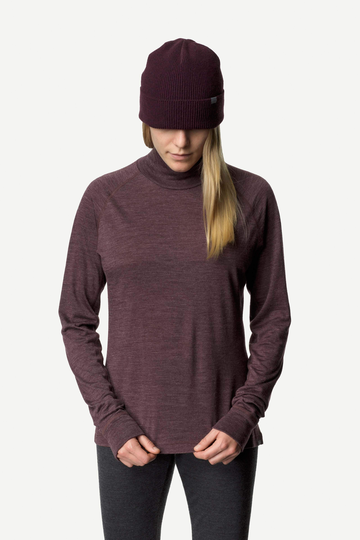 Houdini Naisten Activist Turtleneck - Korkeakauluksinen paita merinovillasta ja tencelistä, Red Illusion / L