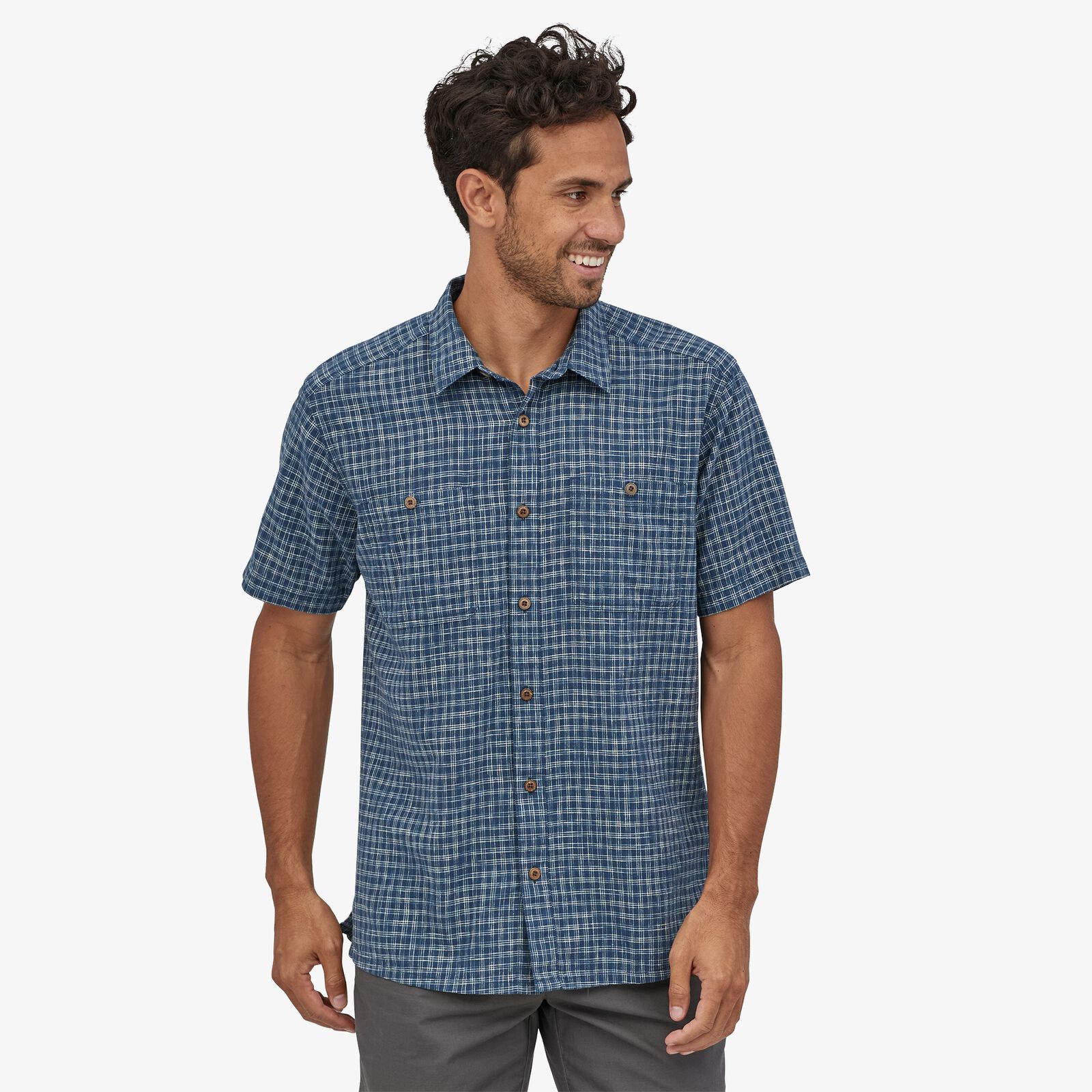 Patagonia Men's Back Step Paita - Hamppua ja luomupuuvillaa, Ikat Net: Stone Blue / M