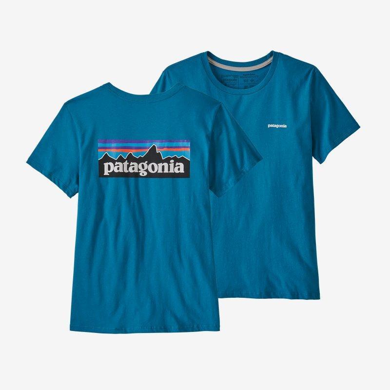 Naisten Patagonia P-6 Logo Organic Crew T-Shirt – t-paita luomupuuvillasta, Steller Blue / S