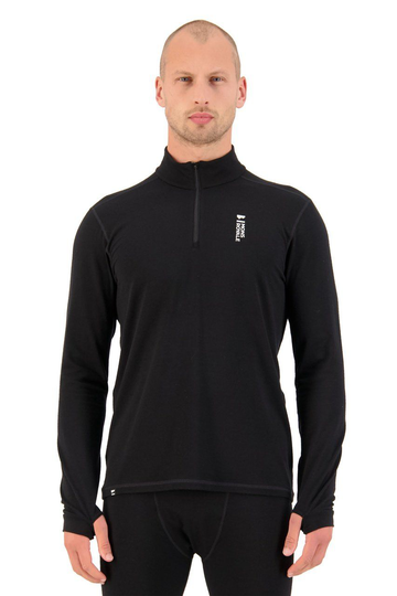 Mons Royale Miesten Cascade Flex 200 1/4 pitkähihainen paita - Merinovillaa, Black / S