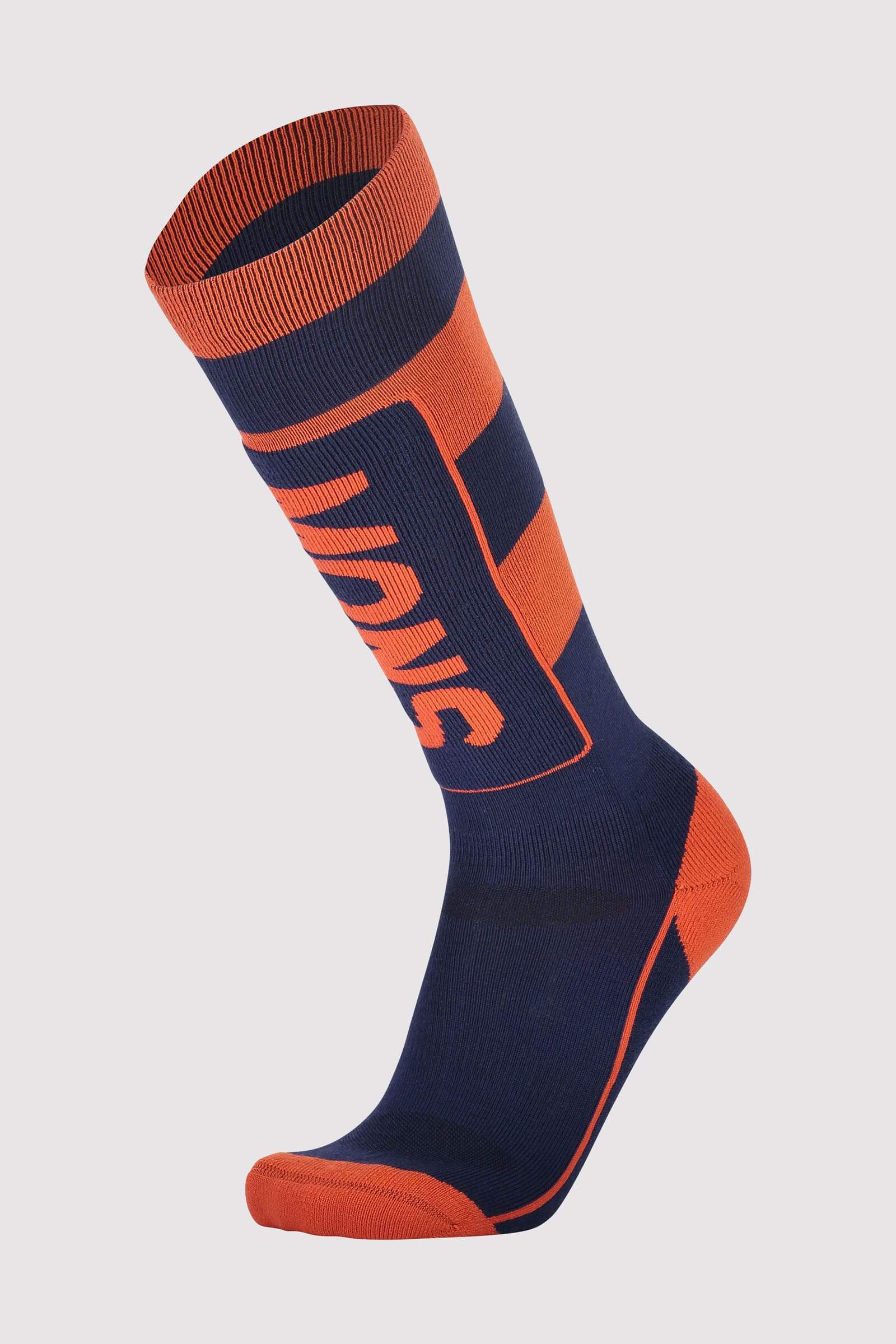 Miesten tekniset sukat - Mons Tech Cushion Sock - Merinovillasta, Navy / Orange Smash / L (45-47)